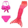 thumbnail image 1 of Luvoko Child Girls Swimsuit 3 Pcs, A Mermaids Tale Bathing Suit with Skirt Swimsuit Bikini Teens Girls Spring Break Bathing Suit 3 Piece Rash Guard Swimsuits(Red,8-9 Years), 1 of 3