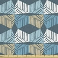 thumbnail image 1 of Abstract Fabric by the Yard, Geometric Cubes Symmetric Shapes Hand Hatching Modern Mosaic Grunge Art, Decorative Upholstery Fabric for Sofas and Home Accents, Ecru Slate Blue Teal by Ambesonne, 1 of 5
