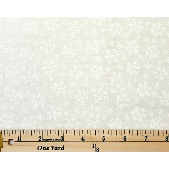 Cotton Quilters Flour Snowflake White Tone on Tone Winter Henry Glass Cotton Fabric Print by the Yard (1684-01W)