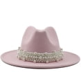 thumbnail image 4 of Sombrero de jazz elegante de estilo británico de moda, sombrero de copa de perla, sombrero de lana para mujer., 4 of 6