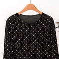 thumbnail image 5 of Asxite Plus Size Womens Pajamas Casual Loose Breathable Long Sleeve Crew Neck Soft Polka Ruffle Sleep Shirt, 5 of 6