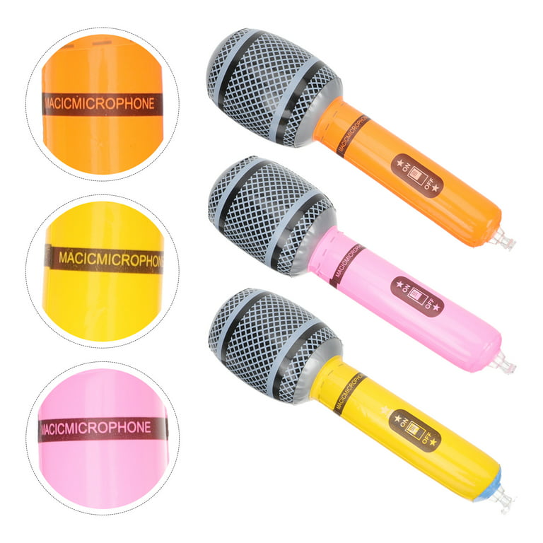 12 Pack Microphones gonflables, 9,4 pouces Giant Blow Up Microphone  Gonflable Microphone Accessoires pour 80s 90s Musical Concert Theme Party  Favors (ramdon C