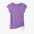 thumbnail image 3 of LIaqionyy Shirt for Womens Crew Neck Solid Color Short Sleeve Comfy Summer Top Basic Casual T Shirts Clothes, 3 of 6