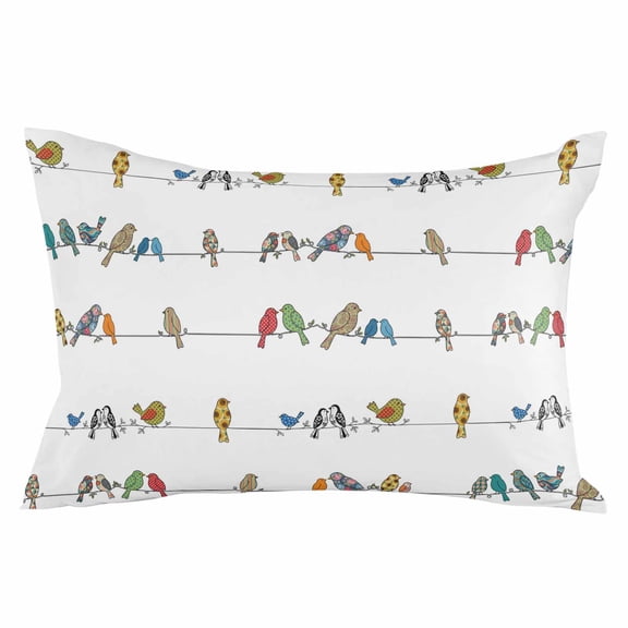 Cute Birds Throw Pillow Cover 16 x 24 Inch Decorative Pillow Cover Funny Snowflake Wire Sparrow Lumbar Pillowcase Seasonal Rectangle Cushion Case for Couch Sofa Bed Living Room