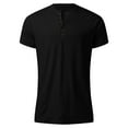 thumbnail image 4 of Men's T-shirts Knit Stretch Henley Shirt Workout Slim Fit Short Sleeve Tees Athletic Muscle Casual Oversized T Shirts for Men Black T Shirts for Men Plus Size Tops, 4 of 5