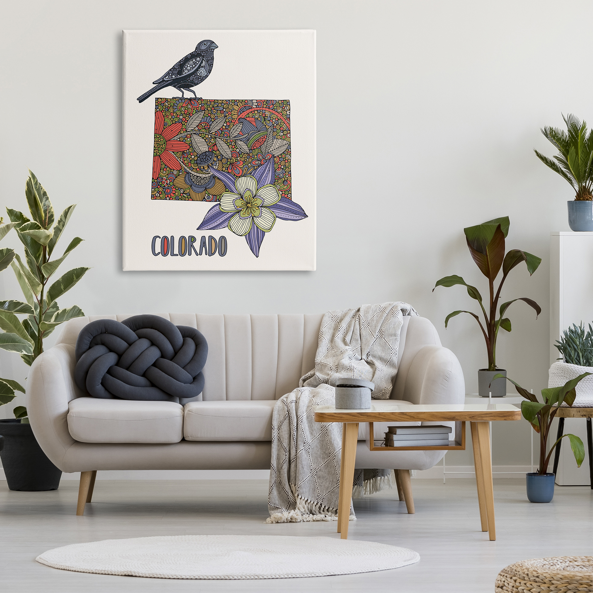Stupell Industries Colorado State Flower & Bird Detailed Flower Pattern Graphic Art Gallery Wrapped Canvas Print Wall Art, Design by Valentina Harper