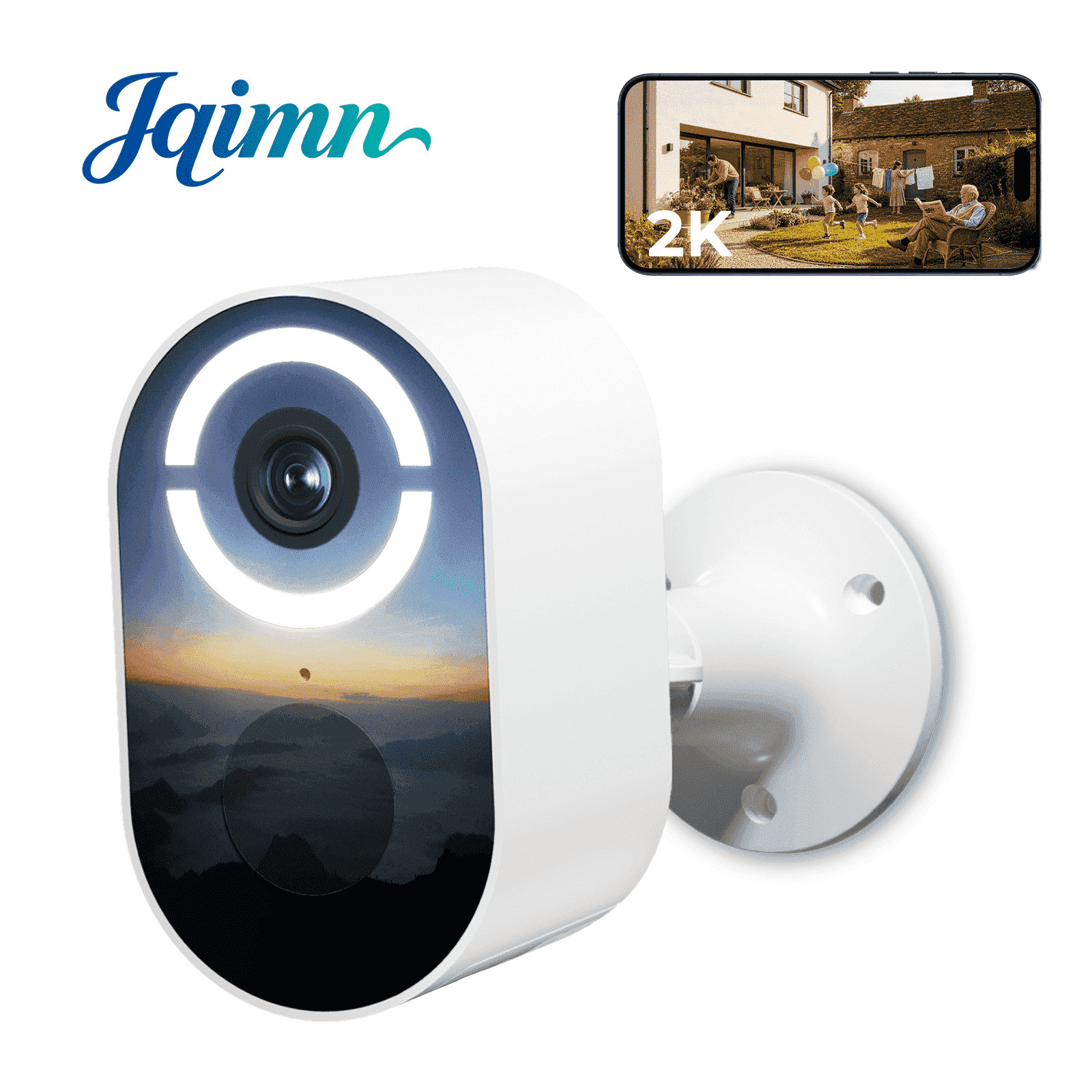 Jqimn 2K Security Cameras Wireless Outdoor, 2.4G WiFi Battery Powered Camera for Home Surveillance, AI Motion Detection, Spotlight & Siren Alarm, Color Night Vision, 2-Way Audio, Waterproof