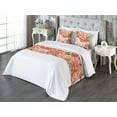 thumbnail image 3 of Abstract Boho Bed Runner Set, Watercolor Design Peony Look Floral Silhouettes Grunge Artwork, Decorative Bedding Scarf & 2 Pillow Shams for Hotels Homes, King, Pale Pink Yellow Green, by Ambesonne, 3 of 3