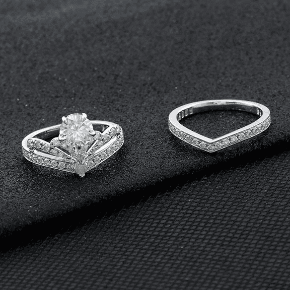 Eclet Jewels Brilliant Round Cut 1.8 Ct Diamond Rings - 14K White Gold Over Rings for Gifts - Bridal Set Engagement Wedding Rings for Women's - Split Shank Ring for Women's - Valentine Proposal Ring