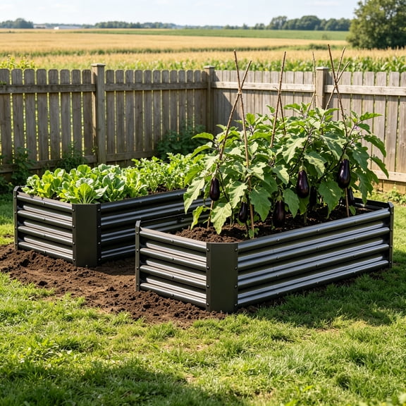 2pcs,4x2x1 FT Metal Raised Garden Bed Outdoor Reinforced Galvanized Rustproof Colored Steel Planter Boxes for Vegetables, Raised Beds for Growing Flowers Herbs Succulents