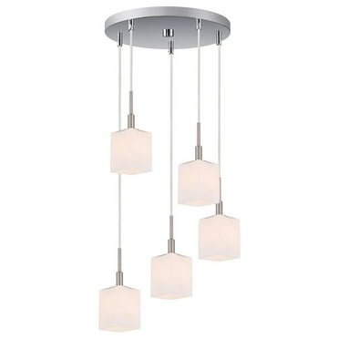 Woodbridge Lighting Langston 5-Light Metal Steel Cluster Pendant in Satin Nickel