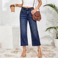 thumbnail image 5 of Capri Jeans for Women High Waisted Straight Leg Trendy Strechy Loose Straight Cropped Denim Jeans Pants with Pockets Royal Blue 2XL, 5 of 6