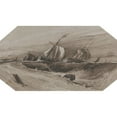 thumbnail image 2 of François Louis Thomas Francia 24x15 Gold Ornate Framed and Double Matted Museum Art Print Titled - Ships Heeling Over in a Stormy Sea, 2 of 4