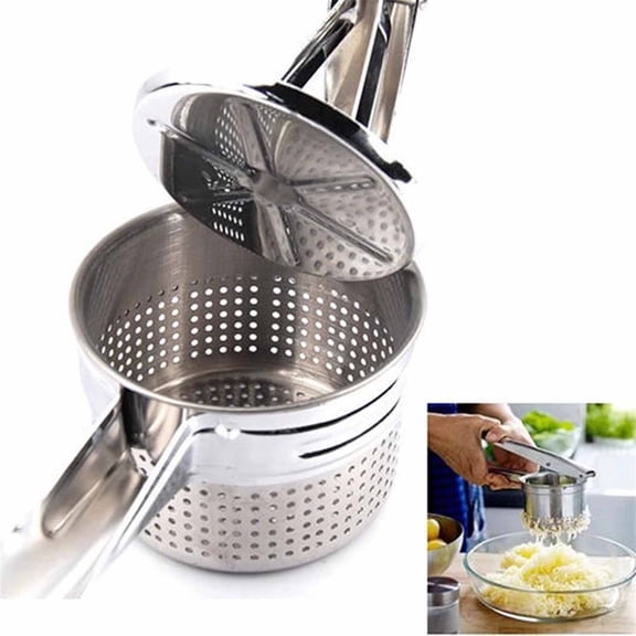 Potato Ricer, Heavy Duty Stainless Steel Potato Masher with Ergonomic Handle, Masher and Ricer Kitchen Tool for Mashed Potatoes, Noodle Maker
