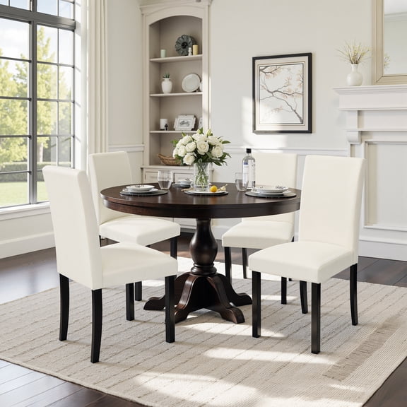 Dining Room Chairs Set of 4, Parsons Diner Chairs Fabric Side Kitchen Chairs White