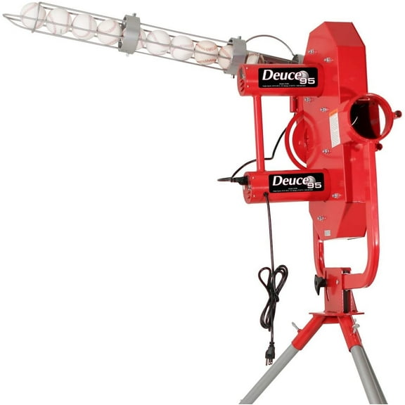 Heater Sports Deuce 95 MPH 2 Wheel Baseball Pitching Machine with Automatic Ball Feeder