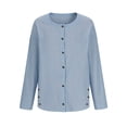 thumbnail image 6 of jobturf Button Down Shirts for Women Casual Loose Striped Long Sleeve Tops Spring Basic Tees Work Blouses Teacher Outfits S-XXXL, 6 of 8