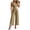 Khaki, variant on Women's Formal Vest and Pants Two-Piece Set, Round Neck Button-Down Vest with Matching High Waist Wide Leg Pants, Elegant Outfit for Work and Special Occasions