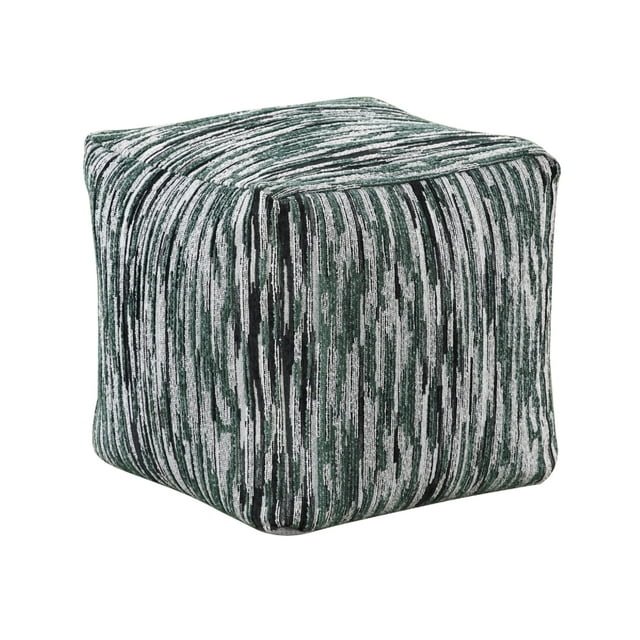 Puff Otomano Benzara Moderno Verde y Blanco 40x40x40 cm Jacquard