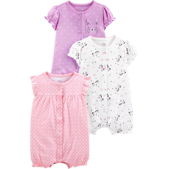 Mamelucos Simple Joys by Carter's para niña, paquete de 3, 6 a 9 meses