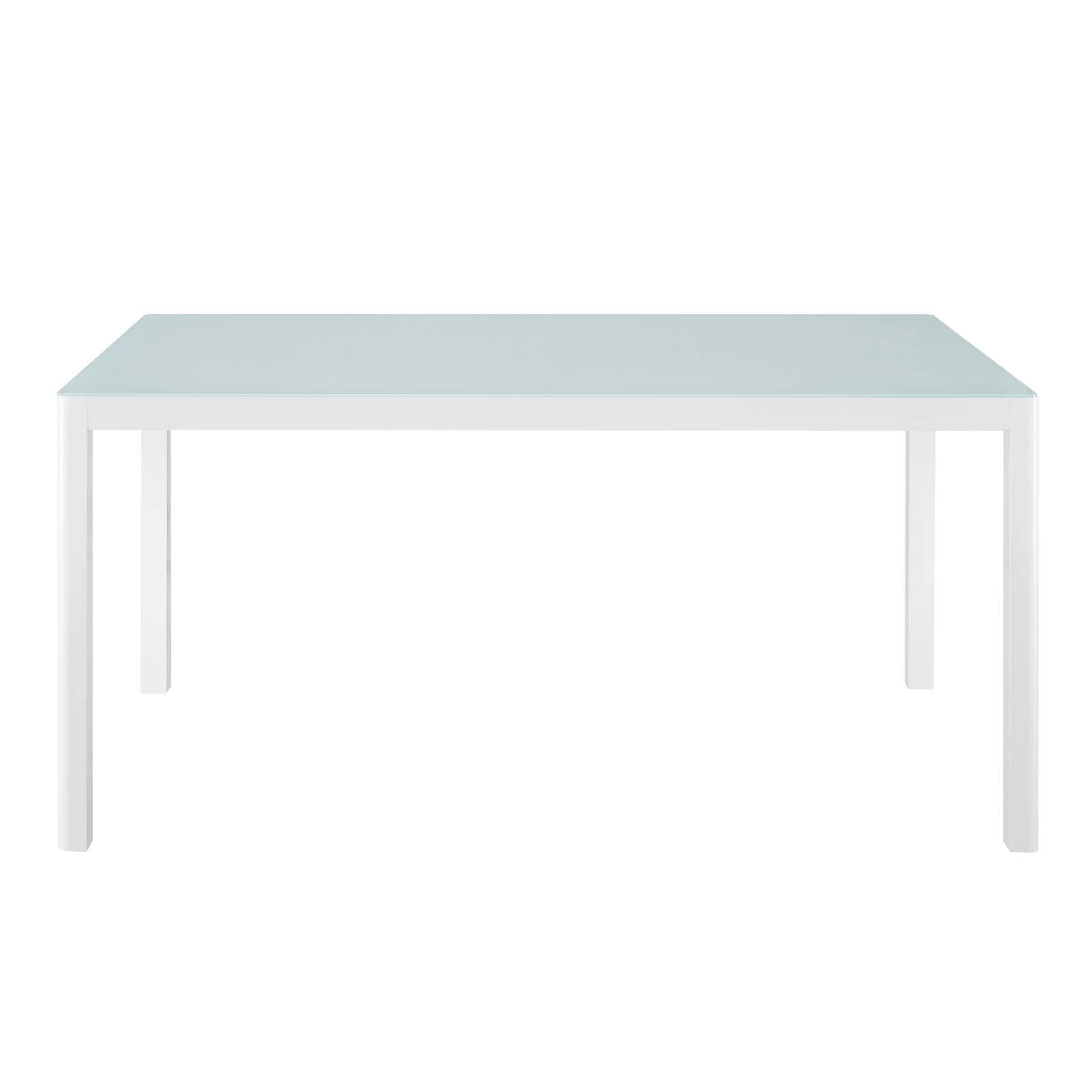 Modway Raleigh 59" Outdoor Patio Aluminum and Glass Dining Table in White