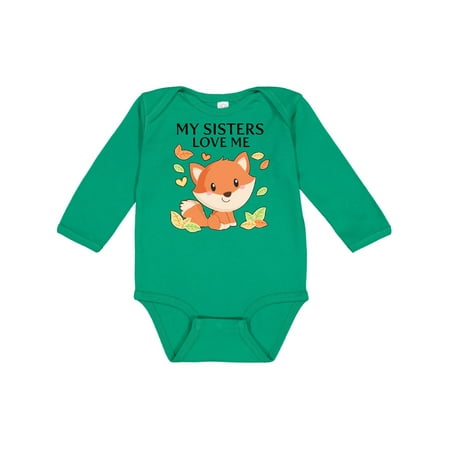 

Inktastic My Sisters Love Me- little fox Gift Baby Boy or Baby Girl Long Sleeve Bodysuit