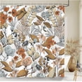 thumbnail image 2 of Floral Shower Curtain Boho Brown Flower Shower Curtains for Bathroom Washable Waterproof Fabric Shower Curtain Set with Hooks Botanical Fall Leaves Bathroom Decor (72x72,Brown), 2 of 6