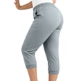 thumbnail image 4 of successthop Womens Workout Leggings with Pockets Plus Size Capri Pant Elastic Waist Trousers Summer Workout Clothes Gray, 4 of 5
