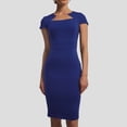 thumbnail image 2 of DHFJKG Women's Work Dress Formal Pencil Midi Dress Short Sleeve Business Casual Wear Summer Solid Color Slim Fit Versatile Dresses, 2 of 6