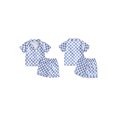 thumbnail image 2 of Toddler Boys Girls Summer 2PCS Pajama Sets Lapel Checkerboard Print Short Sleeve Lapel Shirt Top Elastic Shorts Kids Sleepwear Summer Outfits, 2 of 9