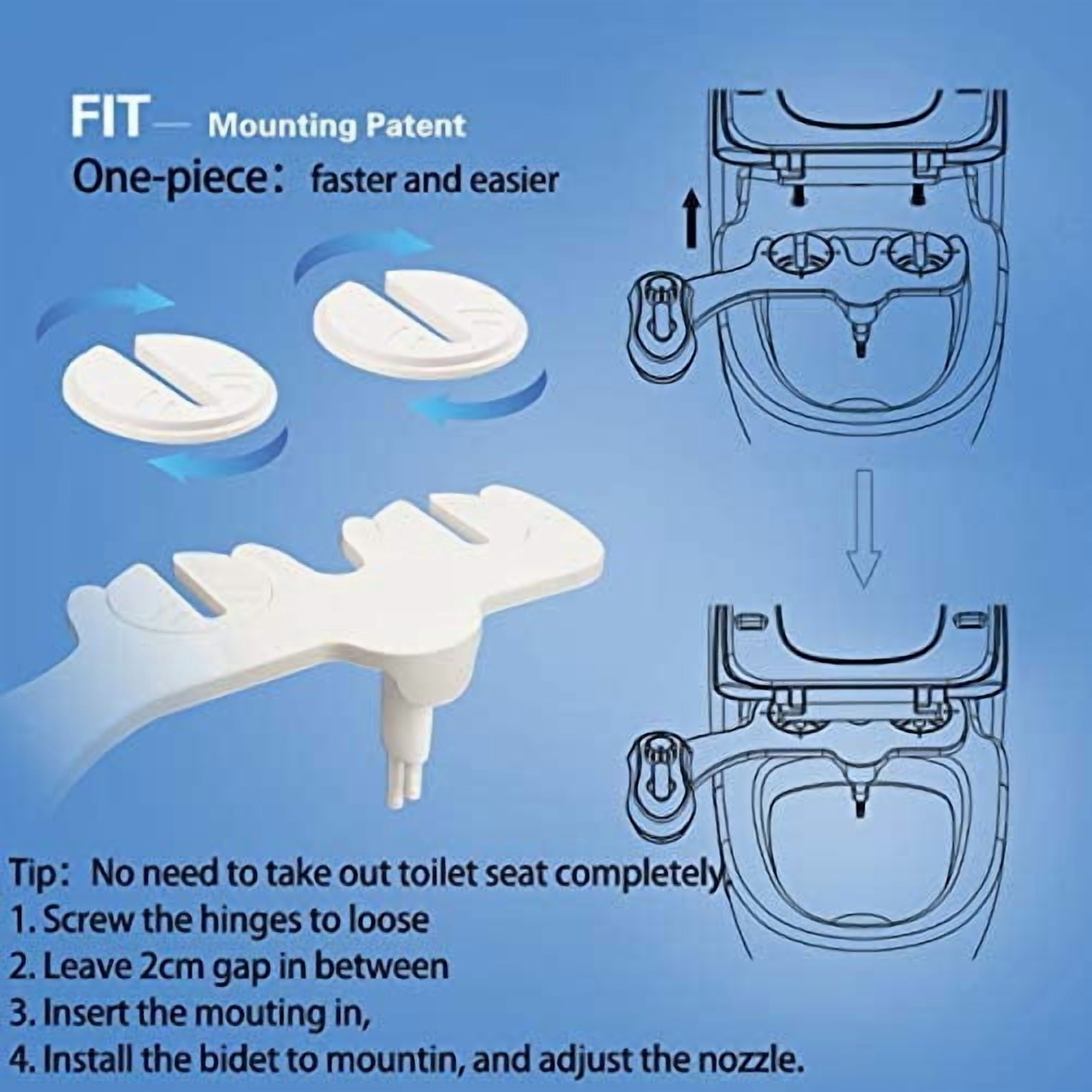 Bidet AMI910- Hot and Cold Water Bidet Attachment for Toilet - Self Cleaning Dual Nozzles(Frontal & Rear Wash) - Non-Electric Mechanical Bidet Toilet Attachment