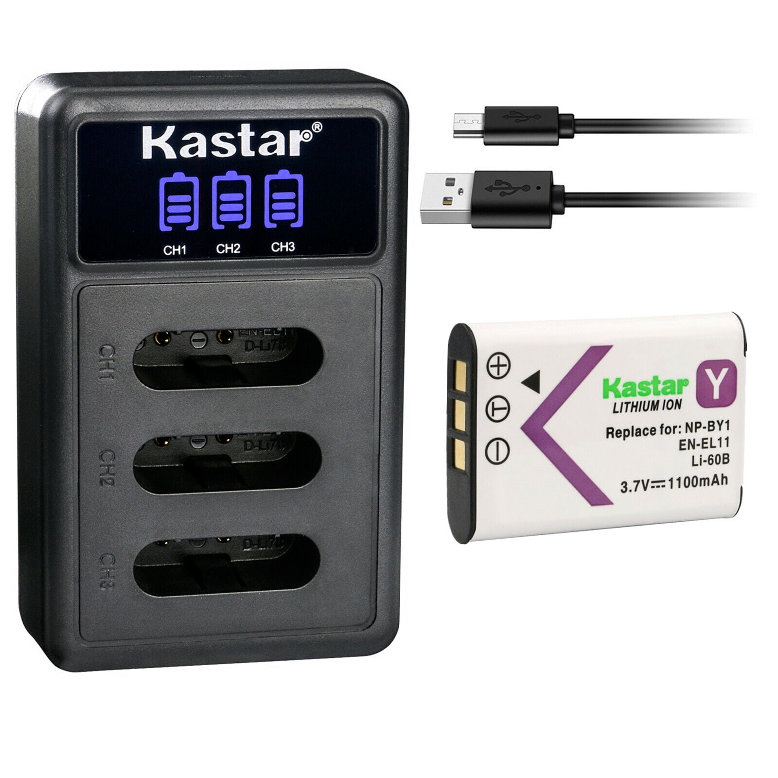 Kastar 1 Pack Battery and LCD Triple USB Charger Compatible with Nikon