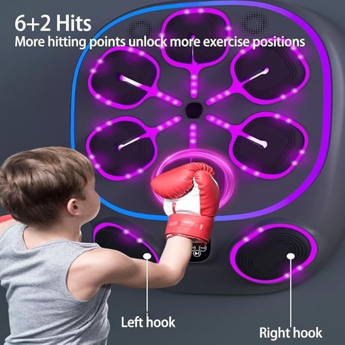RKXQT Music Boxing Machine, Wall Mounted Boxing Machine 8 Target with Gloves, Volume 30 Levels, Supports Bluetooth, Smart Bluetooth Boxing Pad Wall Mounted for Home, Gym, Indoor