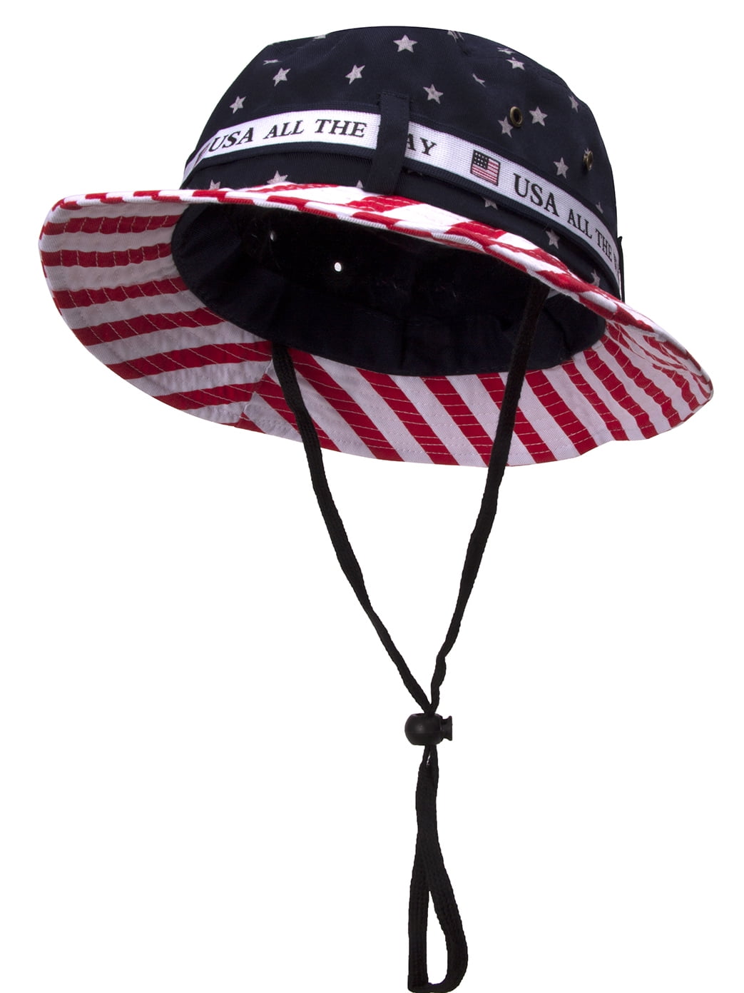 NEW ADULT SIZE 7 3/8 . USA COUNTRY FLAG BUCKET HAT . 