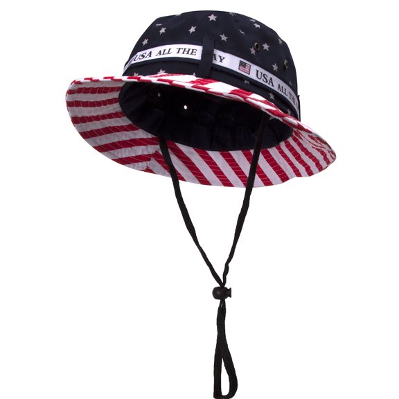Cotton Twill USA American Flag Bucket Hat USA All The Way Boonie, S/M
