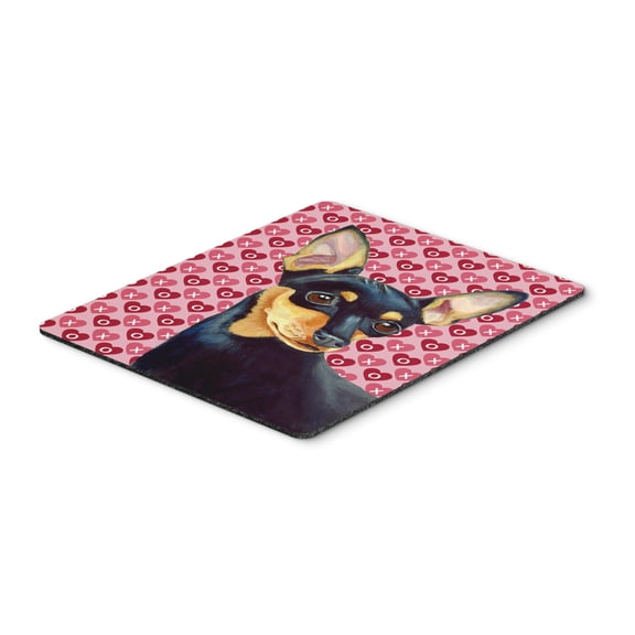 Carolines Treasures LH9155MP "Min Pin Hearts Love and Valentines Day Portrait Mouse Pad Hot Pad or Trivet" Large
