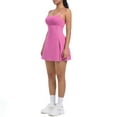 thumbnail image 4 of JGGSPWM Womens Square Neck Tennis Dress with Shorts Spaghetti Strap Backless Workout Side Slit Athletic Dresses Pink XL, 4 of 8
