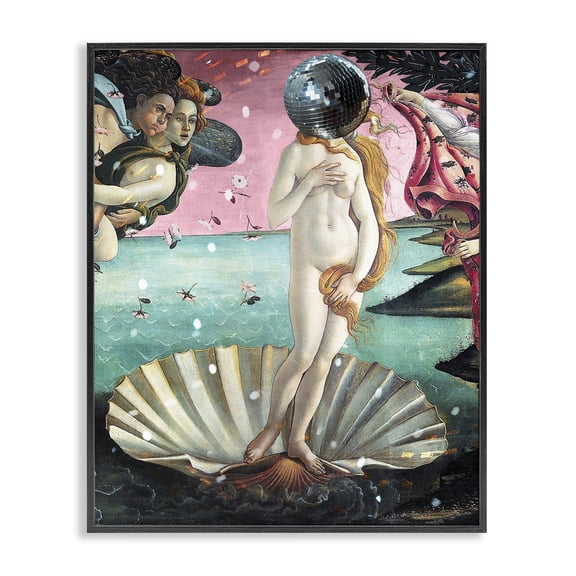 Stupell Industries Traditional Classic Clamshell with Disco Ball Black Framed Giclee Art, 11 x 14, by Lil' Rue