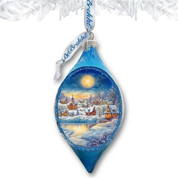 Designocracy 757-048 4 x 3 in. Magic Christmas Night Drop Glass Ornament Christmas Decor