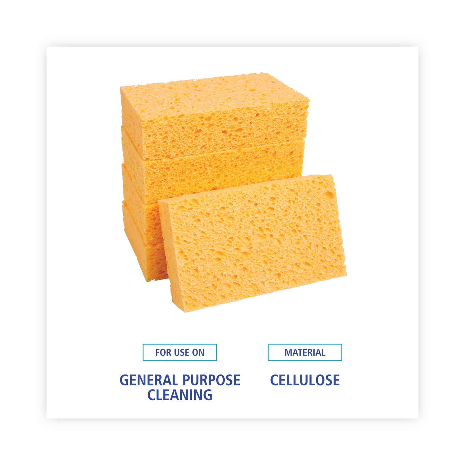 Lavex 6 x 3 1/2 x 3/4 Blue Cellulose Sponge - 6/Pack