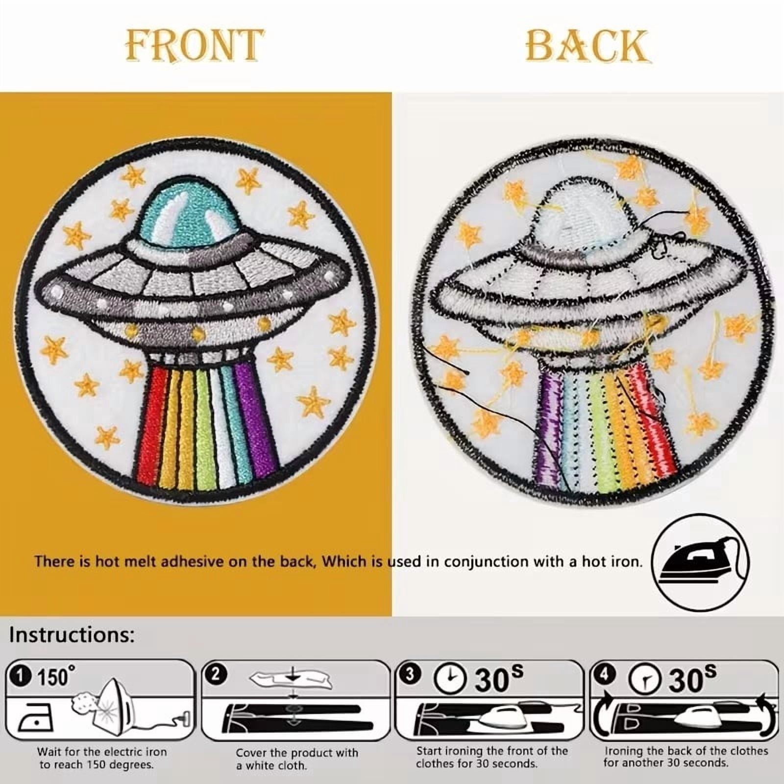 Flying Saucer Embroidered Cloth Patch - Iron-On and Sew-On Accessory for Customization