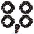 thumbnail image 1 of Paquete de 4 lazos para el cabello con perlas, coleteros para el cabello de tejido negro, accesorios elásticos para el cabello para mujeres y niñas, 1 of 5