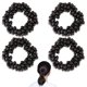 thumbnail image 1 of Paquete de 4 lazos para el cabello con perlas, coleteros para el cabello de tejido negro, accesorios elásticos para el cabello para mujeres y niñas, 1 of 5
