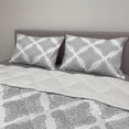 thumbnail image 2 of Floral Comforter & Sham Bedding Set, Modernized Damask Altered Flowers Accumulated Motifs Print on Plain Backdrop, 3 pcs Duvet Set Microfiber Filling Quilt, 5 Sizes, White and Dimgray, by Ambesonne, 2 of 4
