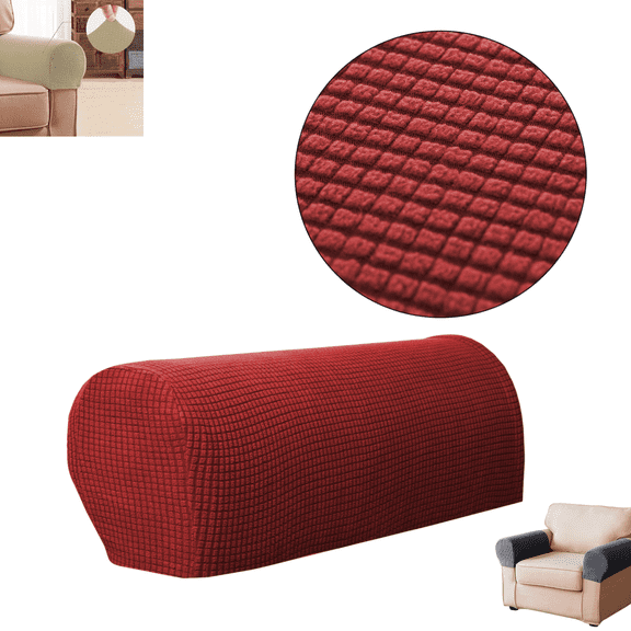 2Pcs Stretch Sofa Armrest Covers, Anti-Slip Elastic Armchair Slipcovers, Furniture Protector for Couch, Recliner and Chairs