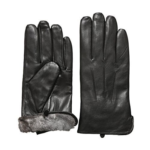 mens small black leather gloves