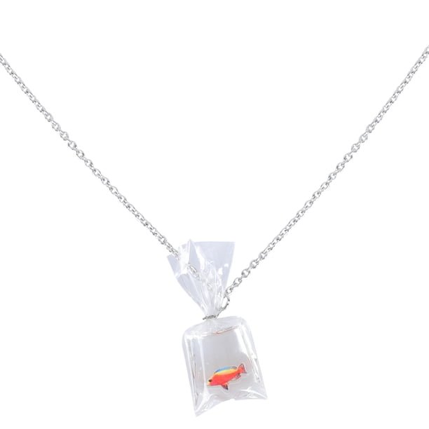 EeaseMX Collar de resina con colgante de pez tropical para el cuello, bolsa de agua y pez, joyería para la clavícula.