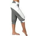 thumbnail image 6 of AJTQTH Capri Joggers for Women Stylish Color Block Comfort Waistband Summer Casual Comfortable Fit with Pockets Sweatpants Gray M, 6 of 6