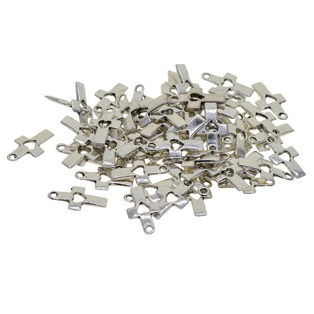 100 Piezas de Plata Colgantes Cruz Golpes Resultados de Joyas para la fabricación de 18x10mm