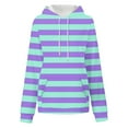 thumbnail image 3 of Scyoekwg Oversized Sweatshirt for Women Loose Drawstring Hoodie with Pocket Long Sleeve Pullover Casual Striped Printed Fall Sweatshirts for Teen Girls(Purple,S), 3 of 4